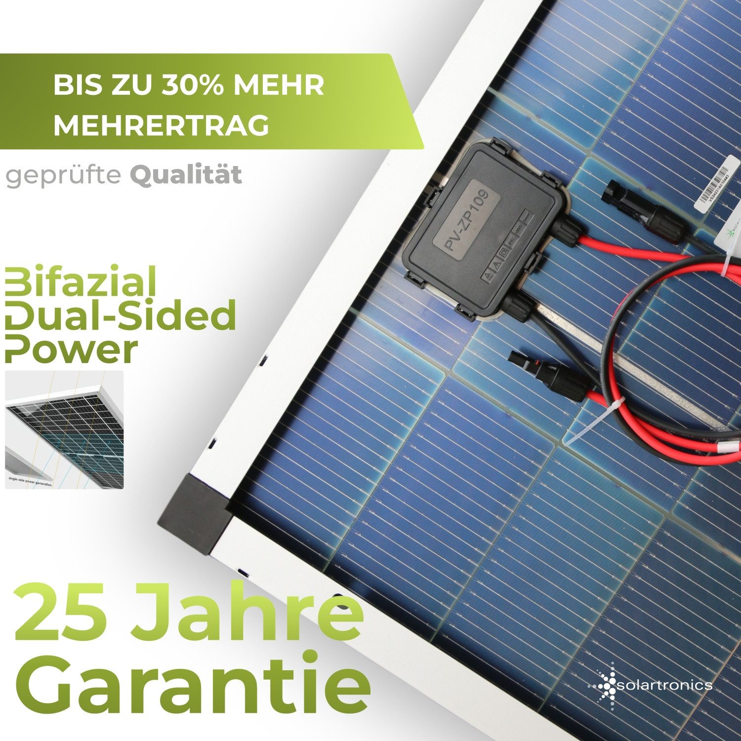 solartronics Solarmodul Monokristallines Solarpanel 120W 18V Bifazial, Monokristallin – Bild 5 von 5
