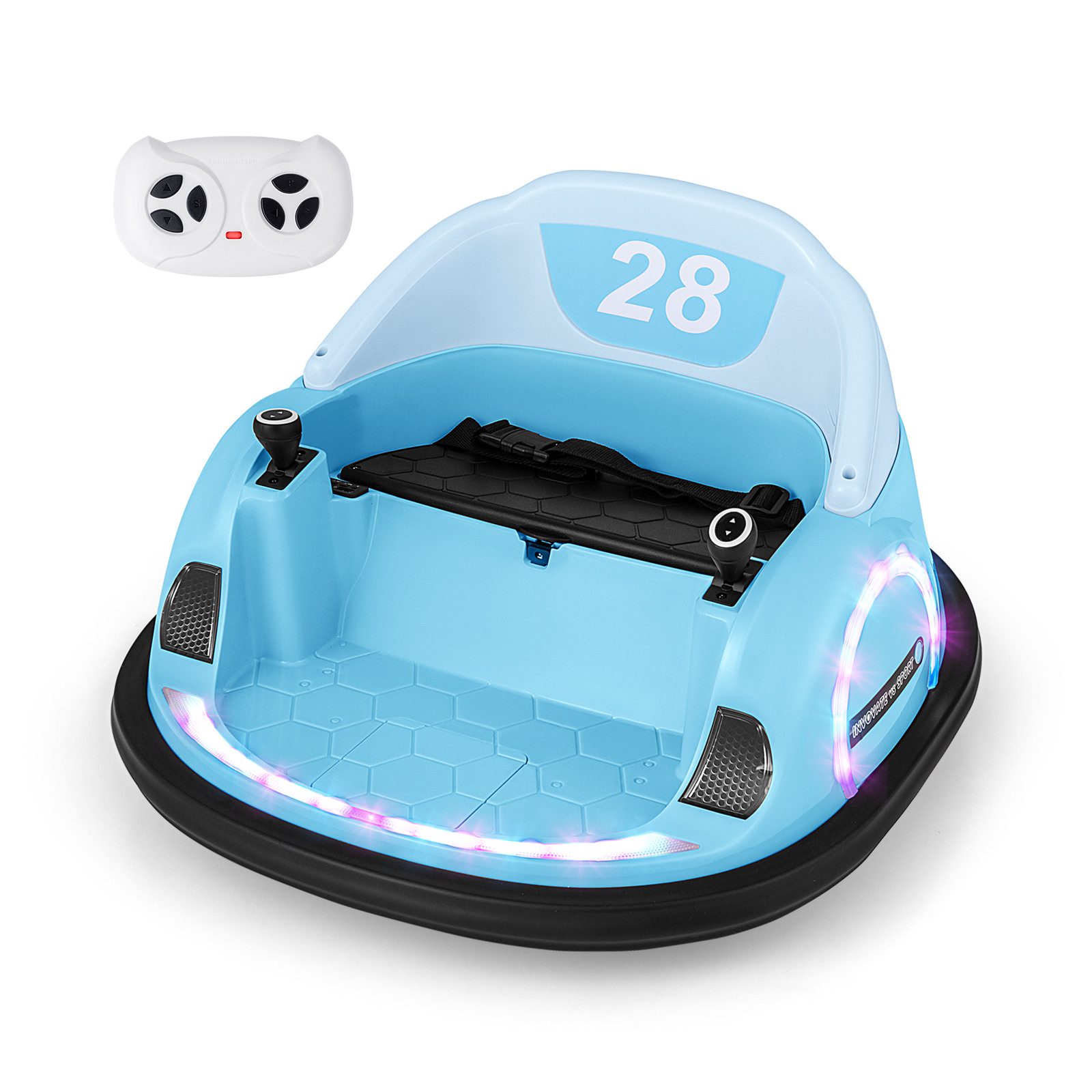 COSTWAY Elektro-Kinderauto, Belastbarkeit 25 kg, 12V Autoscooter, mit 360° Drehnug, Musik & Licht