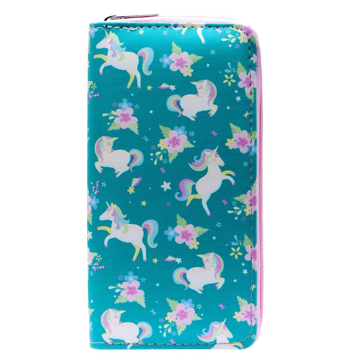 DonDon Geldbörse Geldbeutel Portemonnaie Einhörner (Packung, 1-tlg), Reißverschluss