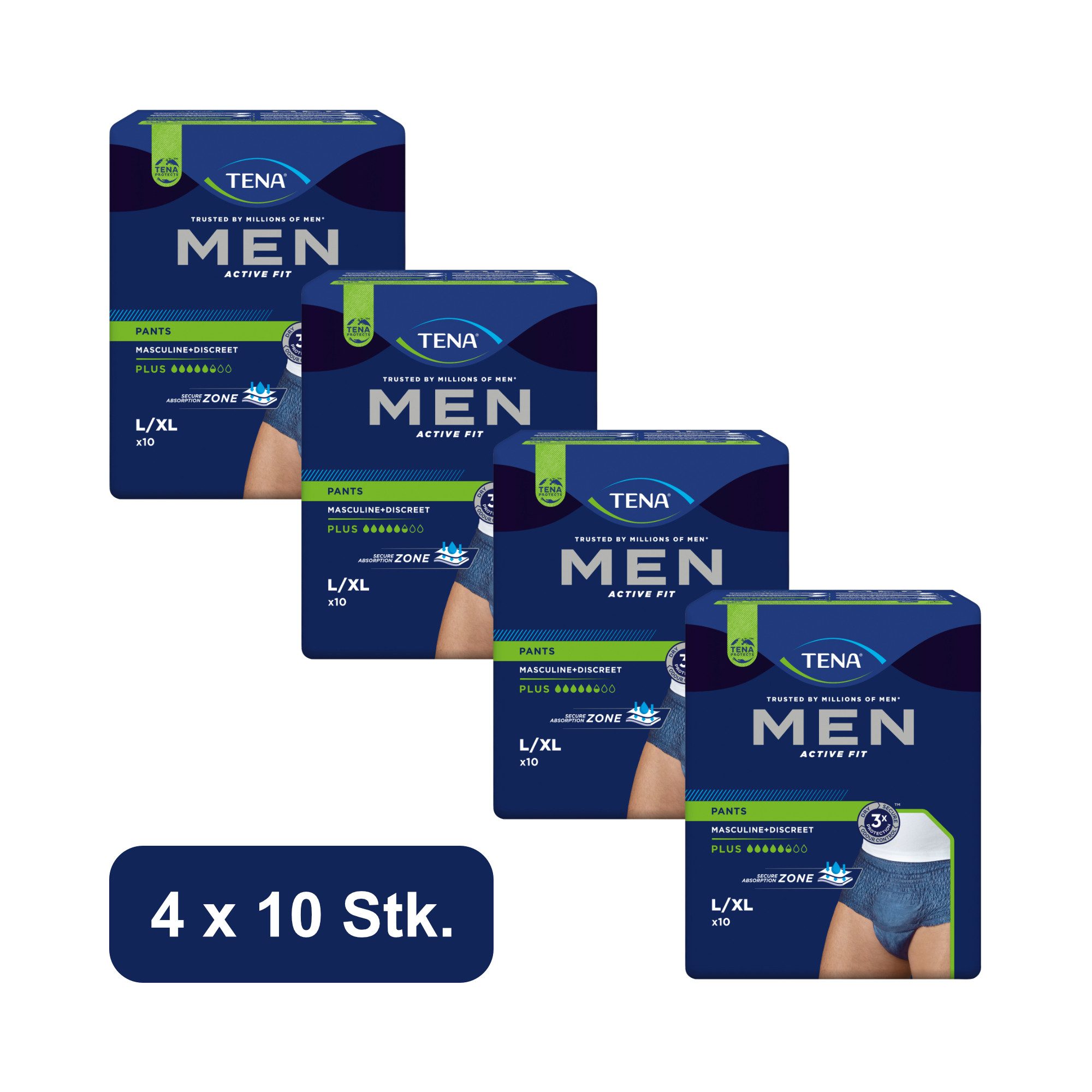 TENA Inkontinenz-Pants TENA MEN - Active Fit - Pants Plus - Blau, L/XL Gr., 40-St.