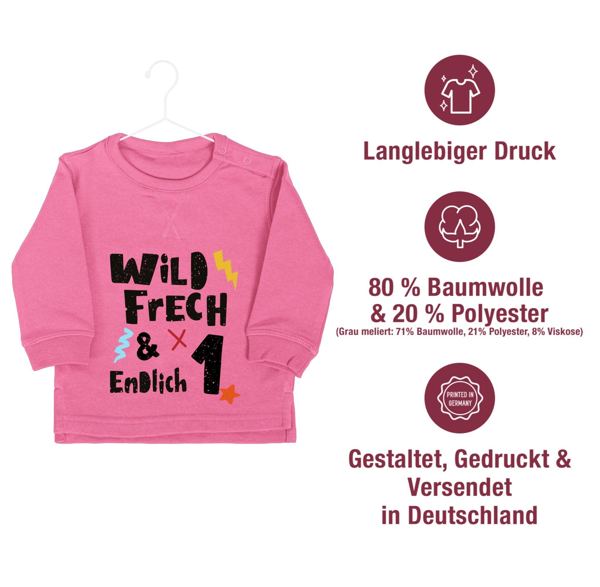 Shirtracer Sweatshirt Wild 1 endlich Geburtstag 1 - 1. ein frech und Pink Wunderbar Jahr