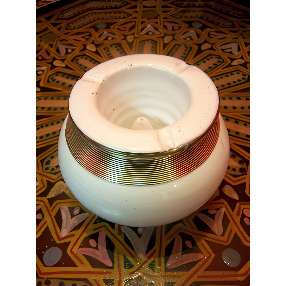 Marrakesch Orient & Mediterran Interior Aschenbecher Marokkanischer Aschenbecher Cariba Deko aus Keramik in Weiß 11 cm, Handarbeit