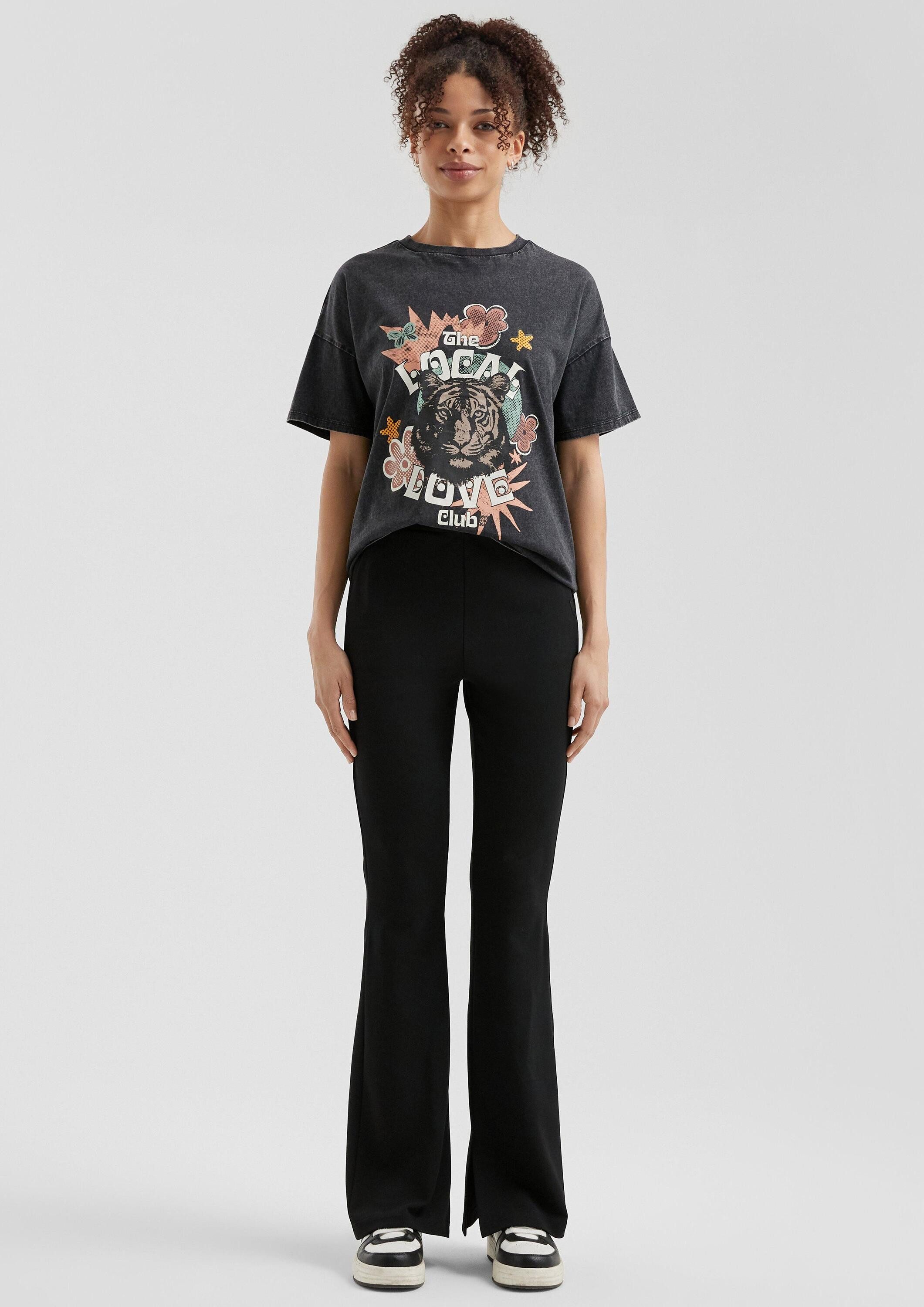 QS Chinos Hose Hose aus Interlockjersey mit ausgestelltem Bein günstig online kaufen