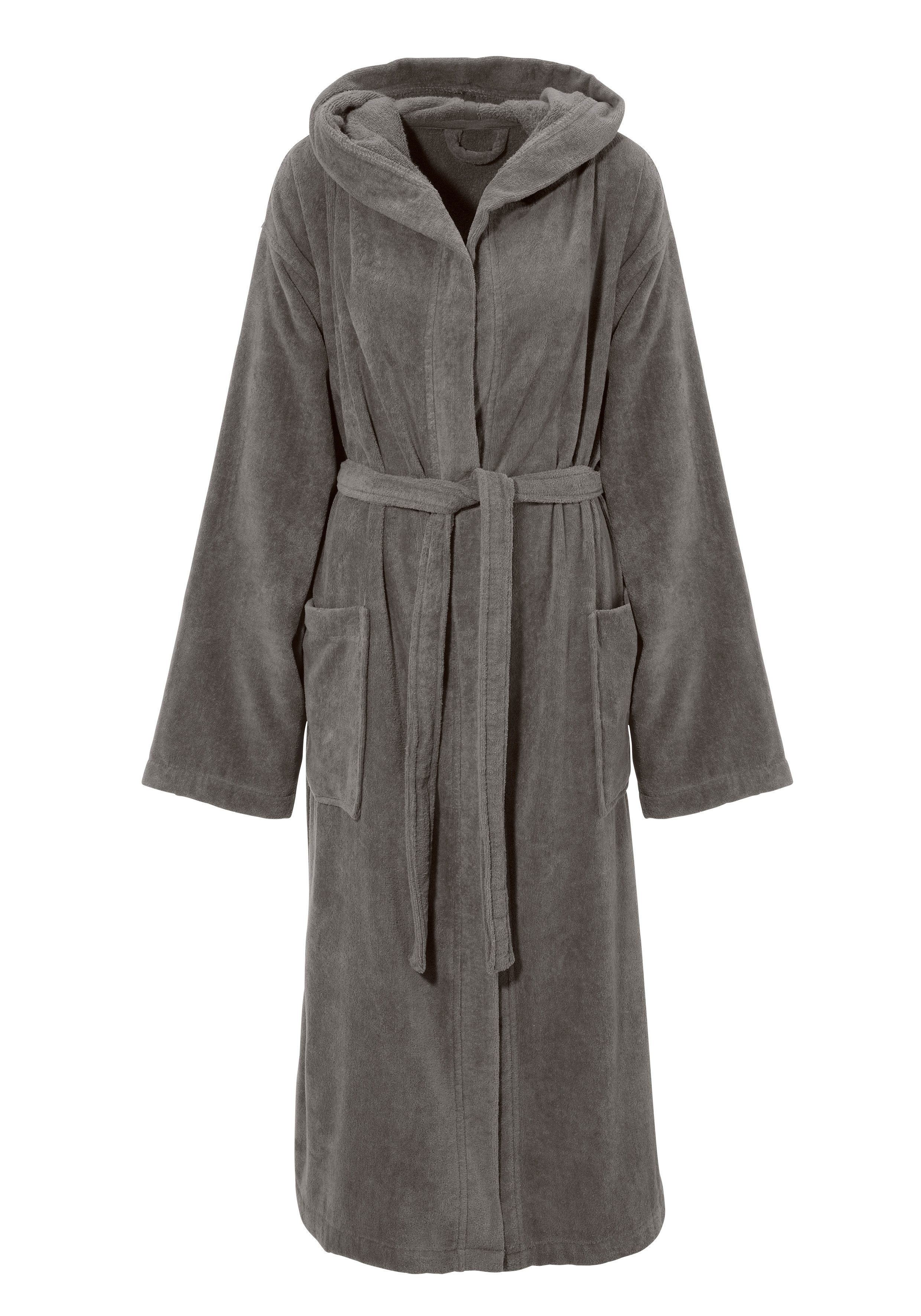 OTTO home Unisex-Bademantel Regona, Hotelbademantel, Morgenmantel, Standardlänge & Überlänge, Langform, Veloursfrottier, Kapuze, Gürtel, Damen & Herren, mit Taschen, flauschig, weich, Velours, Sauna & Spa