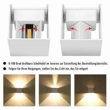 LETGOSPT Wandleuchte 7W LED Wandlampe Cube Lampe Auf & ab Einstellbarer Wand Strahler Licht, LED fest integriert, Warmweiß, IP65, mit Bewegungsmelder, für Wohnzimmer, Schlafzimmer, Gaststätten