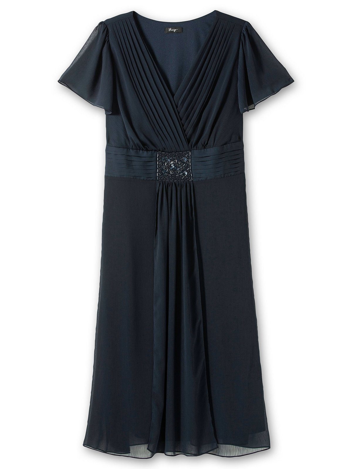 Größen Alloverdruck mit Sheego Große dunkelblau Abendkleid