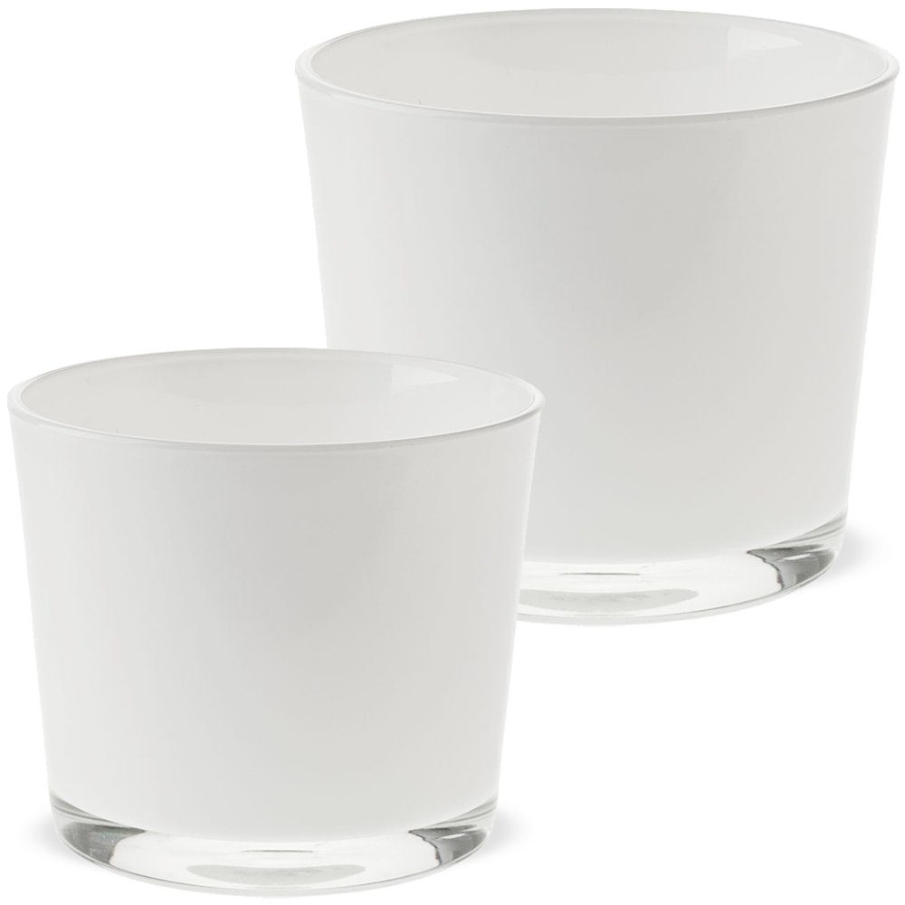 matches21 HOME & HOBBY Blumentopf Glastopf rund Pflanzgefäß Teelichtglas Glas weiß Ø 11,5 cm (1 St)