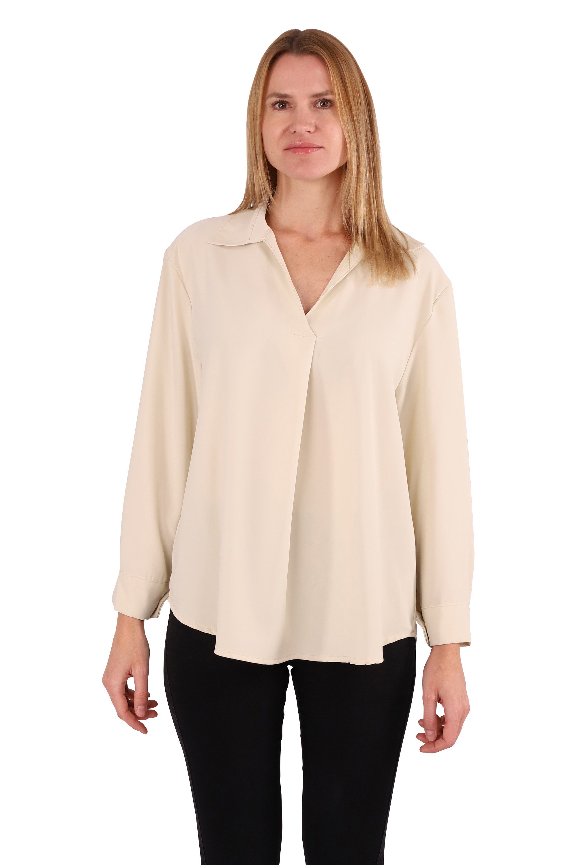 malito more than fashion Schlupfbluse 2300 elegante langarm Damenbluse mit V-Ausschnitt