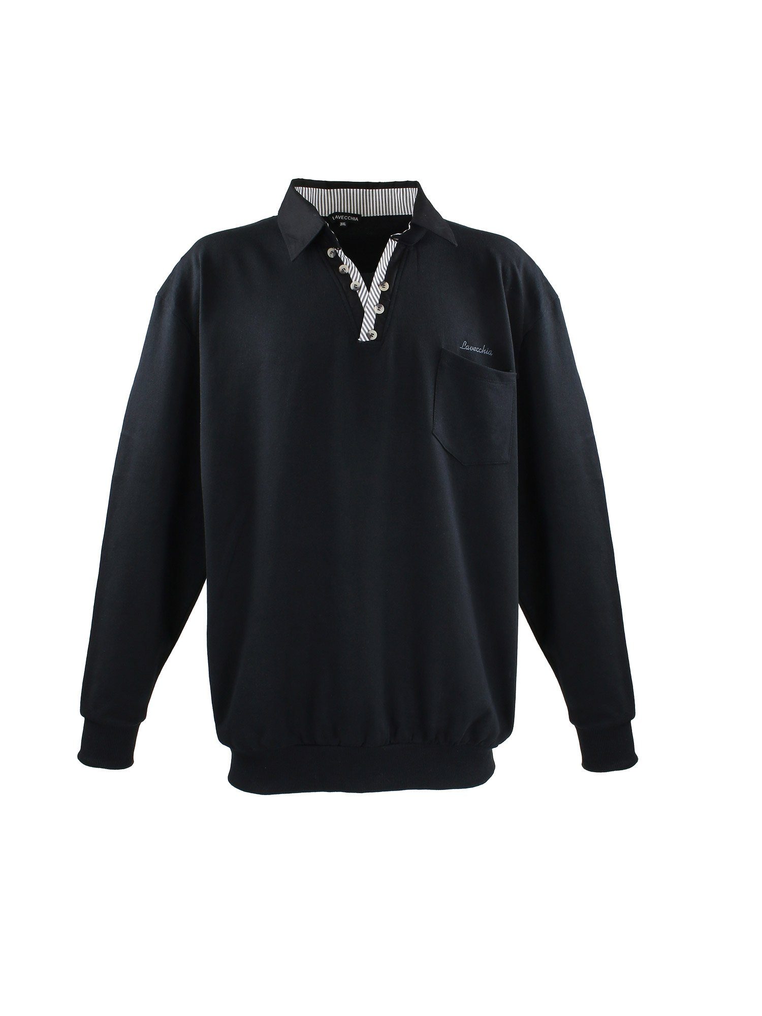 Lavecchia Sweatshirt Übergrößen Sweater LV-602 Polo Langarmshirt schwarz