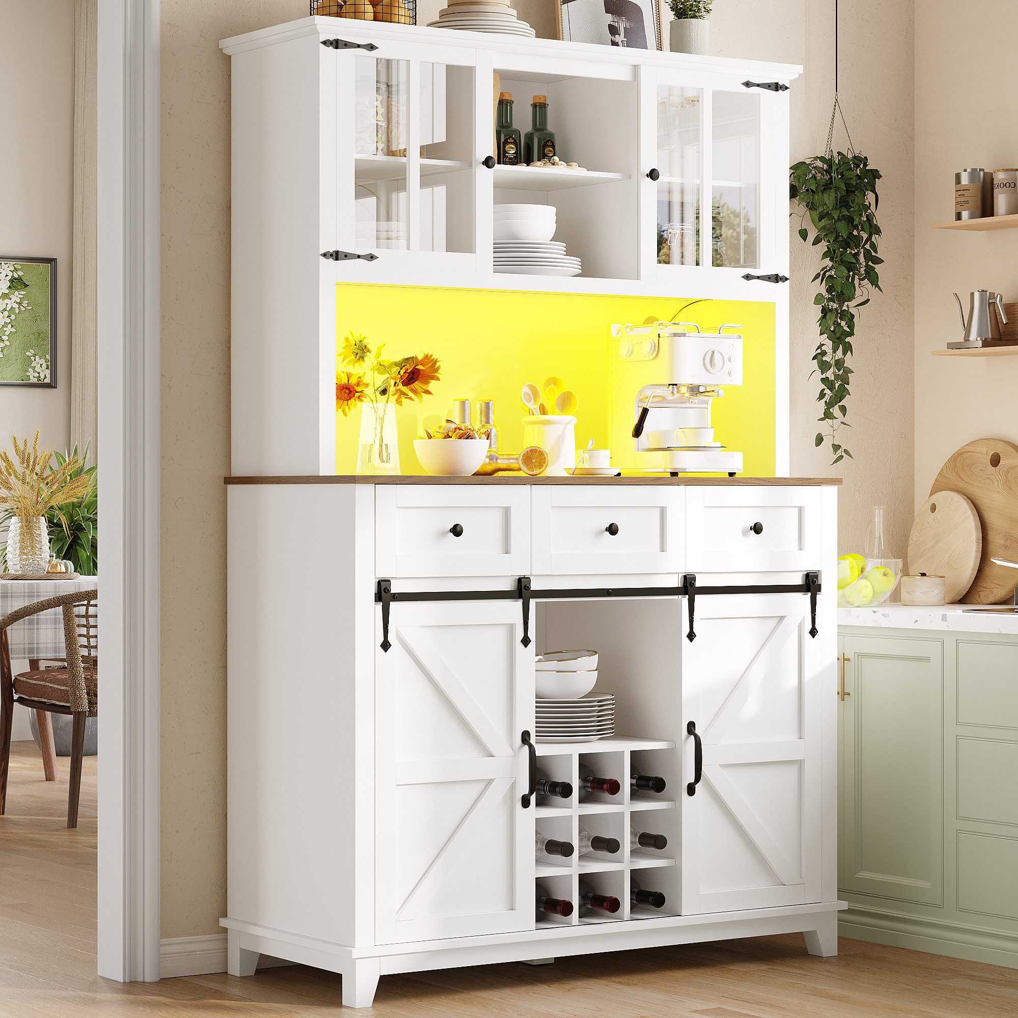 Odikalo Küchenbuffet Küchenschrank Sideboard Hochschrank Weinregal günstig online kaufen