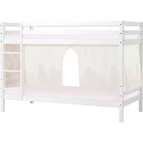 Hoppekids Etagenbett «Winter Wonderland» (Set, 4-St., Bett, Vorhang und zwei Matratzen), 90x200 massiv mit Vorhang & Matratzen