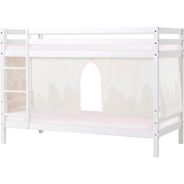Hoppekids Etagenbett «Winter Wonderland» (Set 4-St. Bett Vorhang und zwei Matratzen) 90x200 massiv mit Vorhang & Matratzen