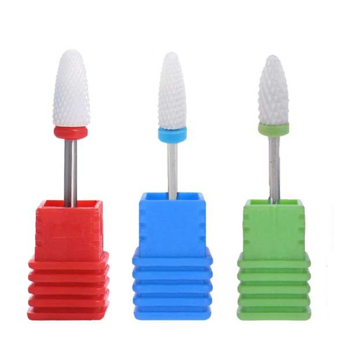 Nageldesign Zubehör Keramik Bit Set - 3 Fräserbits für Nagelfräser - fein, mittel & grob