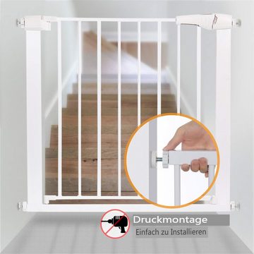MAEREX Türschutzgitter (Absperrgitter Treppengitter Kindergitter Haustier 75-103 cm), 90° Automatisches Schließen, ohne Bohren
