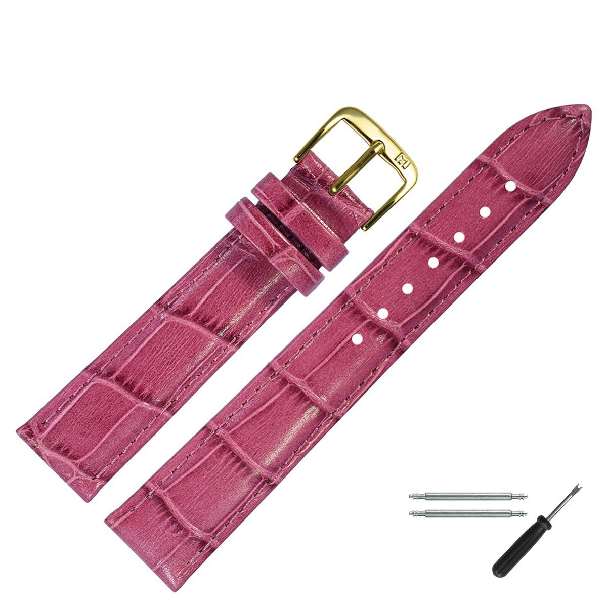 MARBURGER Uhrenarmband 18mm Leder Alligator Prägung