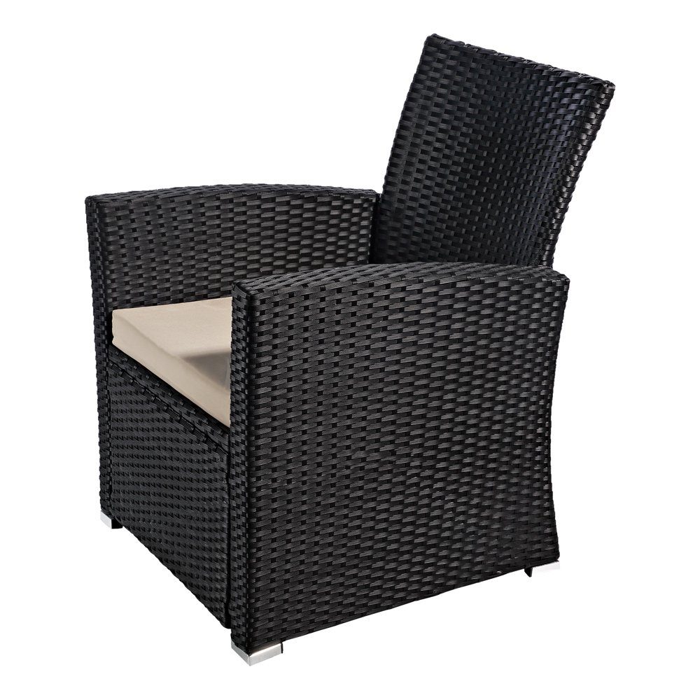 Mucola Gartensessel Gartensessel Rattansessel schwarz aus Polyrattan Balkon Hochlehner (Stück, 1-St., Set auswählbar), Polyrattangeflecht