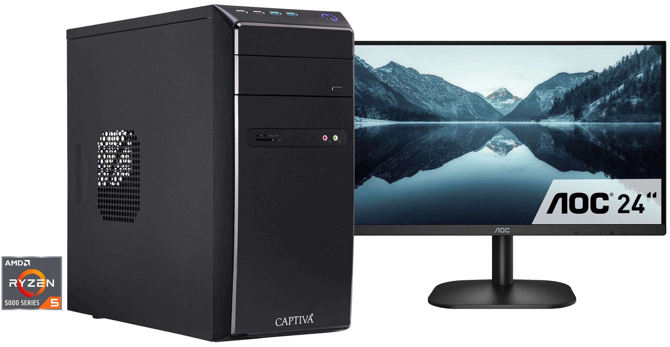 CAPTIVA Power Starter R98-529 TFT Bundle Business-PC-Komplettsystem (60,5", AMD Ryzen 5 Ryzen 5 5600G, Radeon Graphics, 8 GB RAM, 1000 GB SSD)