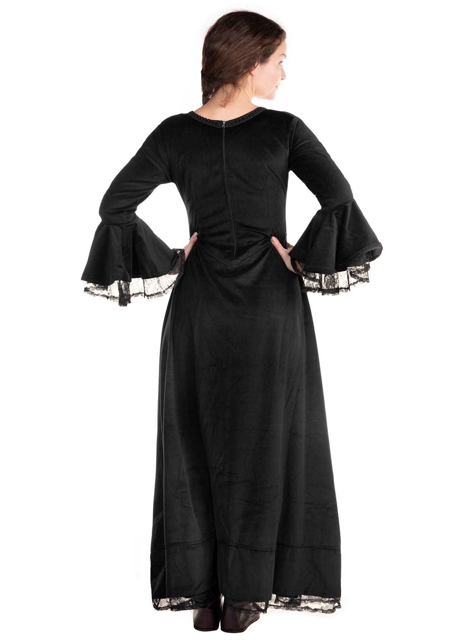 Metamorph Hexen-Kostüm Vampirkleid mit Spitze schwarz, Hochwertige und authentische Mittelalterkleidung zu unschlagbar günst