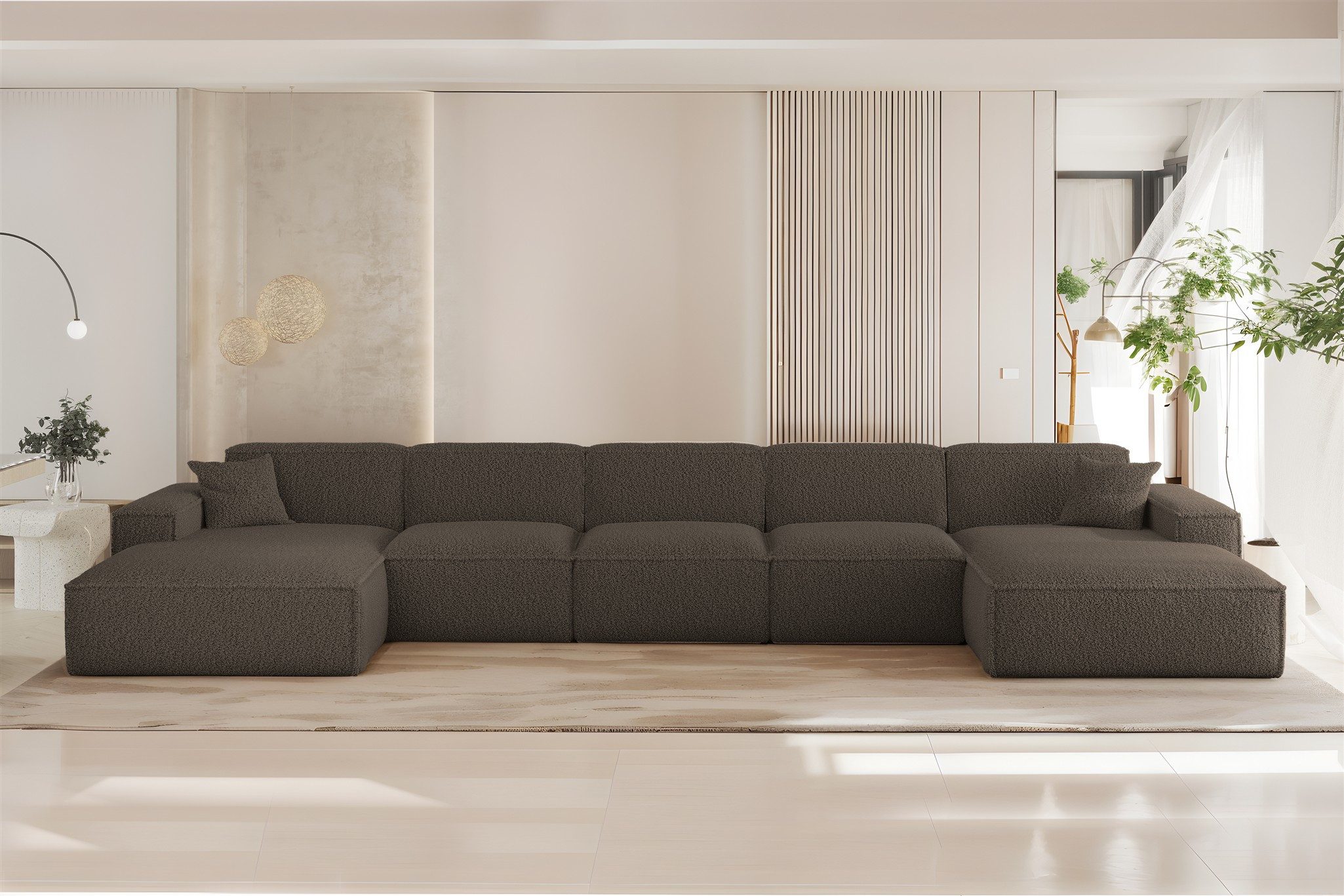 Fun Möbel Wohnlandschaft Sofa U-Form CELES PREMIUM XL in Stoff Sven (462 cm), Rundumbezug, inkl. 2 x Zierkissen