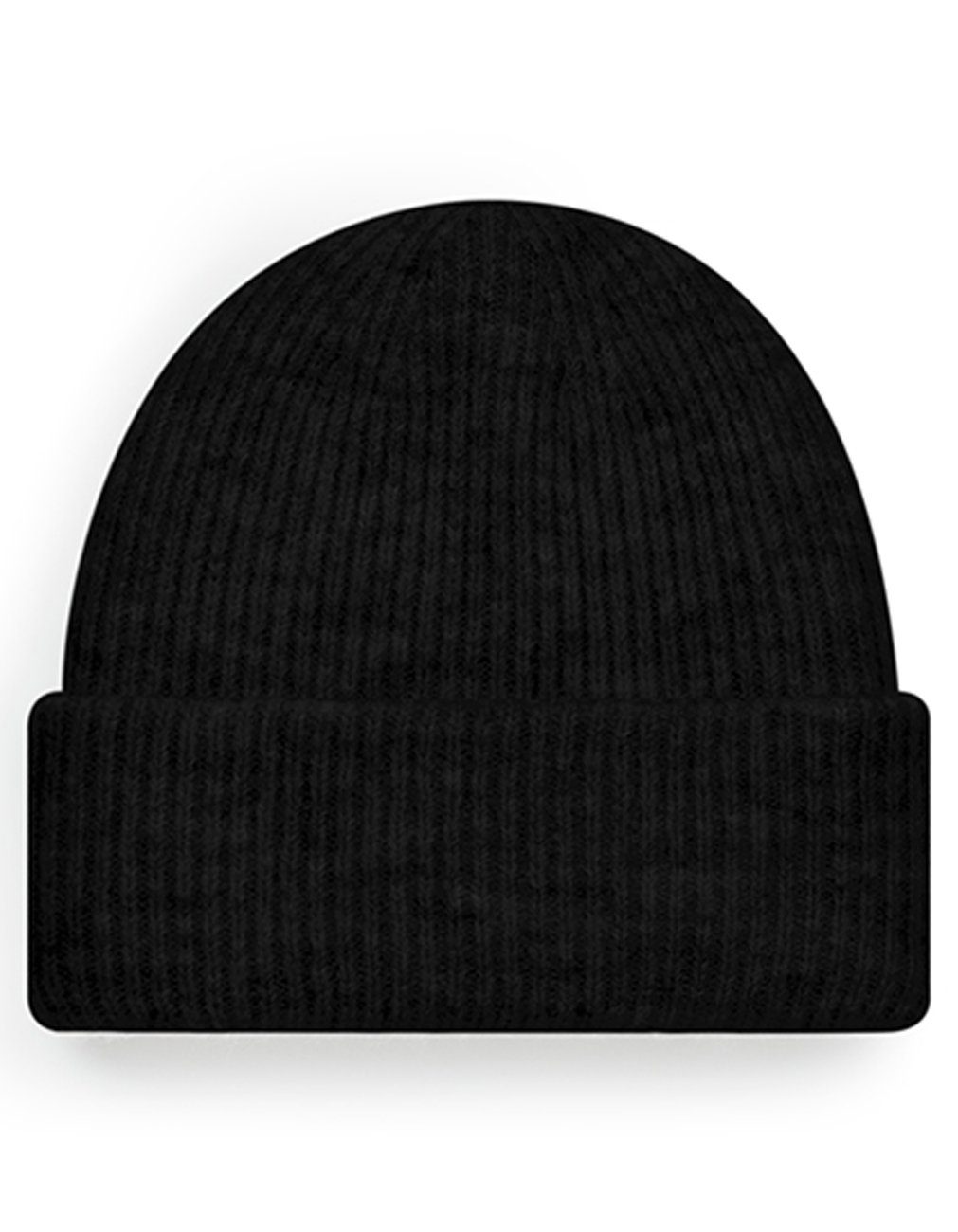 / / Damen / Strick Beanie Doppellagiger Strickmütze Bequeme Beanie Beechfield® Wintermütze Mütze Schwarz