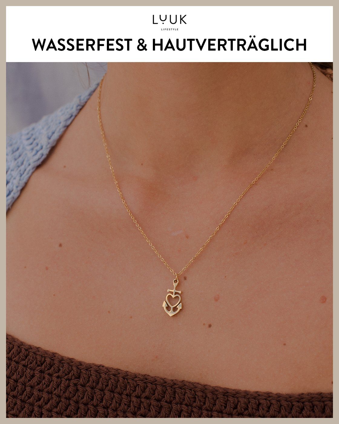 LUUK LIFESTYLE Freundschaftskette Herz-Anker, Herz und Anker Motiv, Freundschaftsgeschenk, Glücksbringer