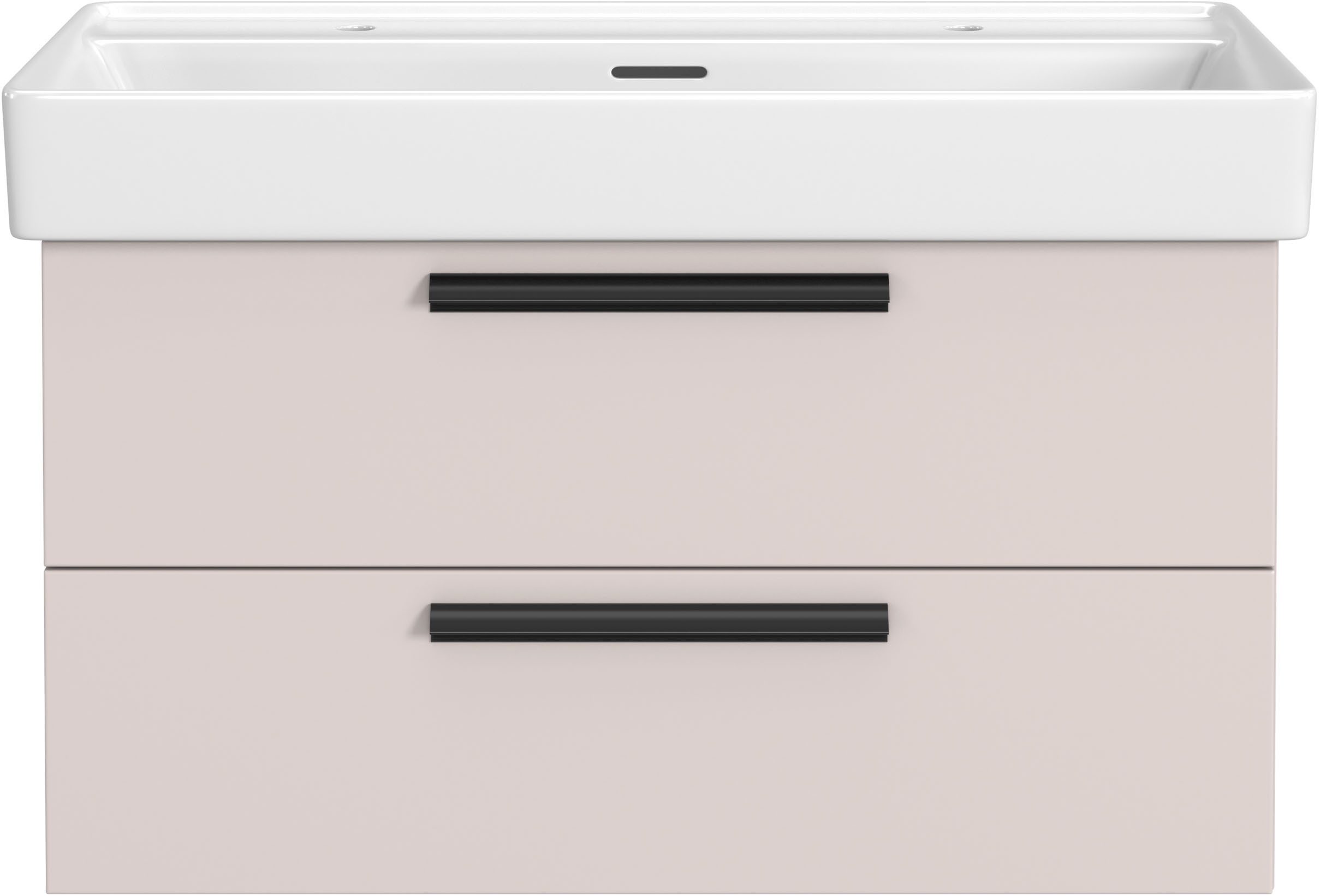 welltime Waschtisch SALVADA, Softclose-Auszüge, Keramikbecken (Maße (B/T/H): 100/48/63 cm), Kaschmir, Lochbohrung für zwei Armaturen, Anti-Finger-Print