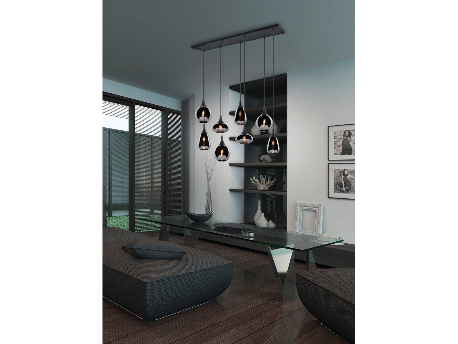 TRIO Leuchten LED Pendelleuchte, LED wechselbar, Warmweiß, große ausgefallene Rauch-glas Lampen für über-n Esstisch hängend