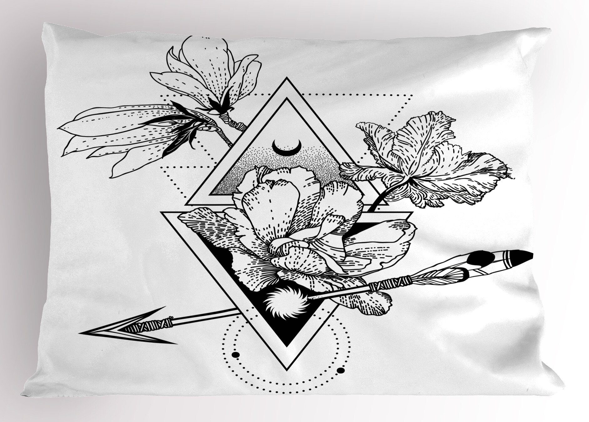 Standard Dekorativer Kissenbezug, (1 und Pfeil Abakuhaus Size King Alchimie Kissenbezüge Triangles Stück), Gedruckter Blumen