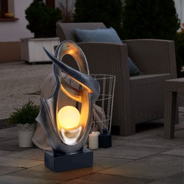 Globo Gartenleuchte, LED-Leuchtmittel fest verbaut, LED Solar Deko Außen Lampe Feuer Effekt Garten Terrassen