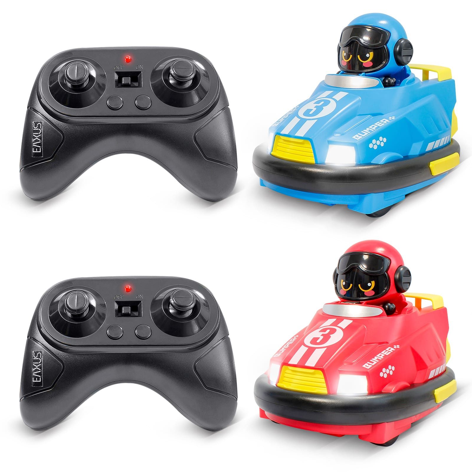 Thumbnail - EAXUS RC-Auto Super Bumper Car - 2x Crash Stunt Auto (Für 2 Spieler, Rot & Blau), ferngesteuertes Spielzeugauto mit Schl...