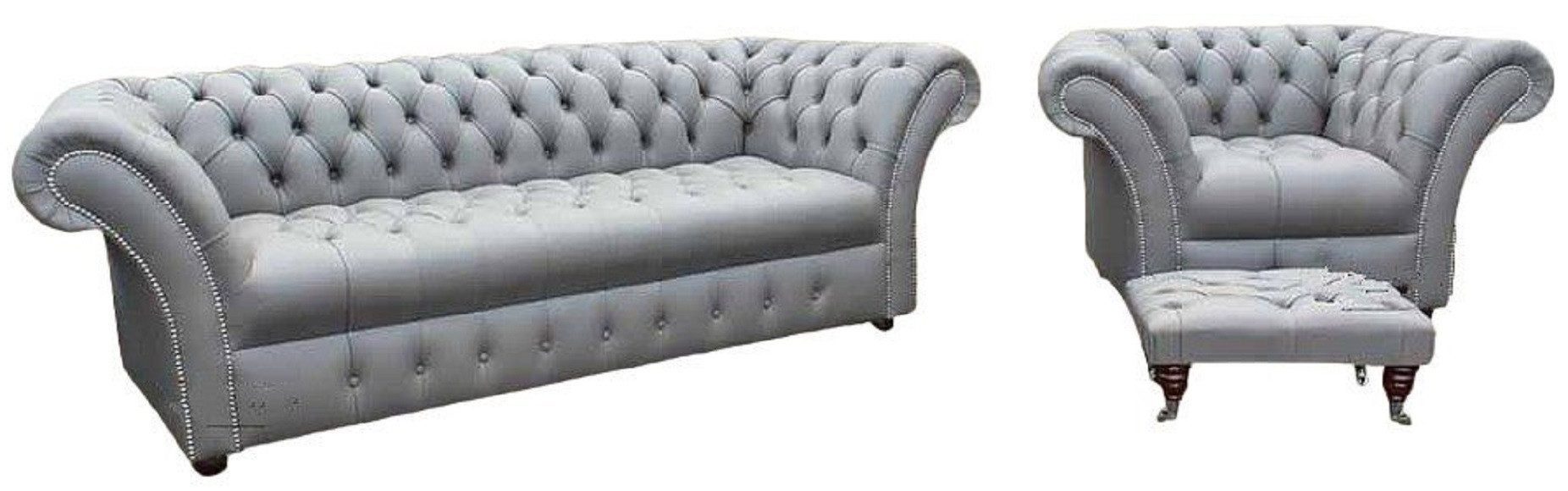 JVmoebel Chesterfield-Sofa Winchester Chesterfield Sofa mit hochwertigem Textilstoff, 3 Teile, Made in Europa