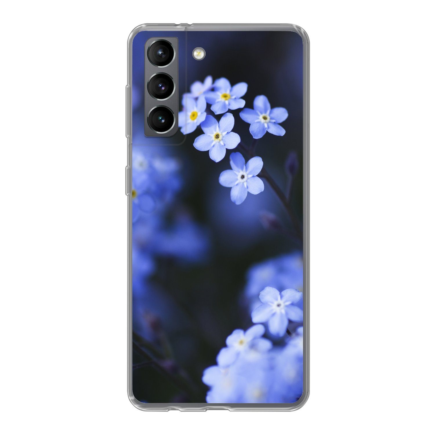 MuchoWow Handyhülle für Samsung Galaxy S21 Nahaufnahme eines Vergissmeinnicht, Phone Case, Silikon, Schutzhülle Dünn