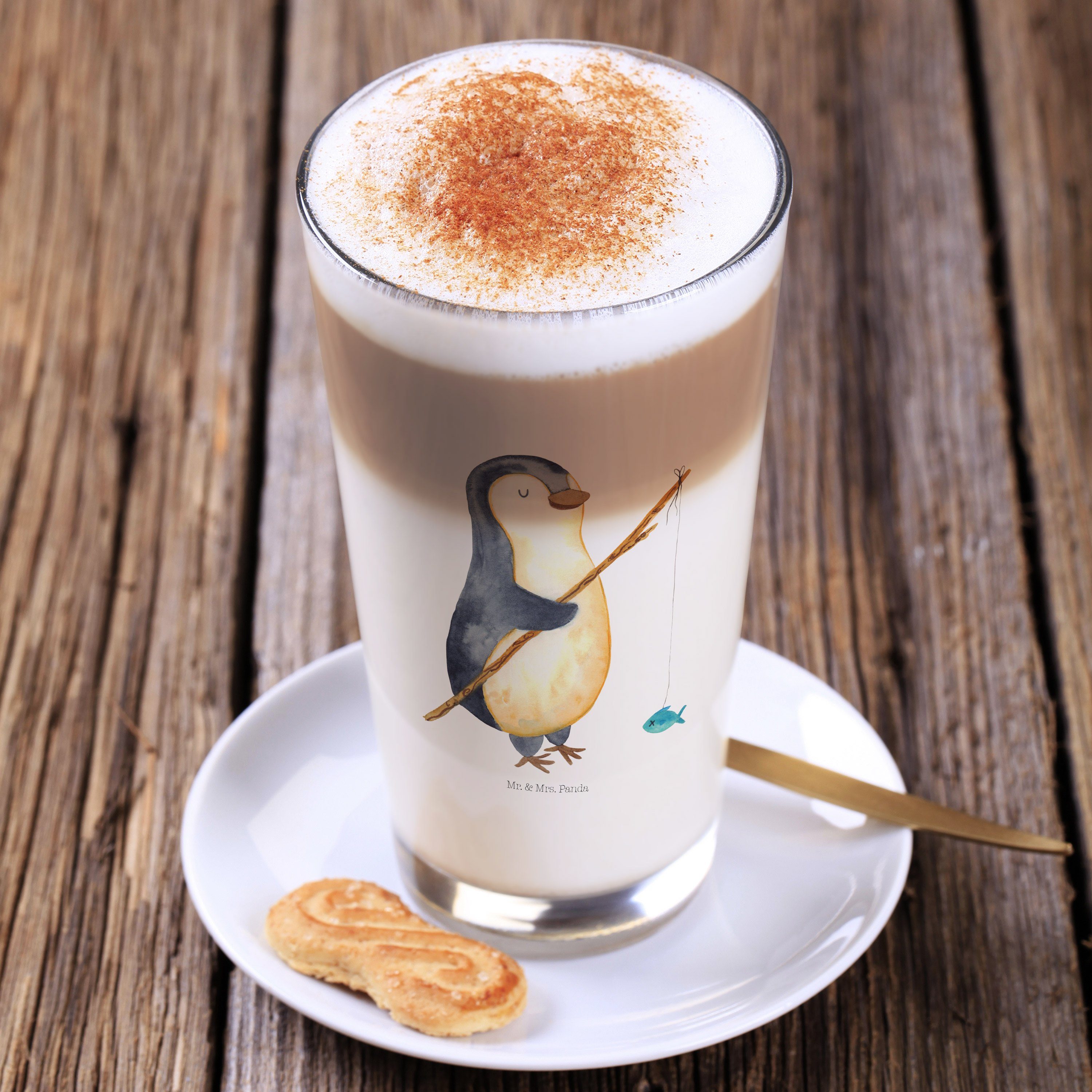 Mr. Glas Glas Tasse, - Cappuccino Geschenk, Transparent Premium Panda Angler Mrs. & - Pinguin Seevogel,