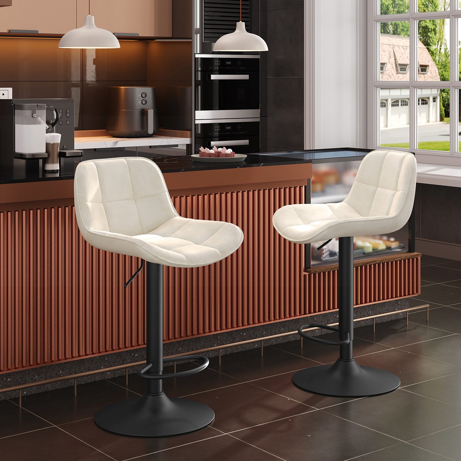 EUGAD Barhocker (1 St), Samtbezug höhenverstellbar 360° drehbar aus Metall günstig online kaufen