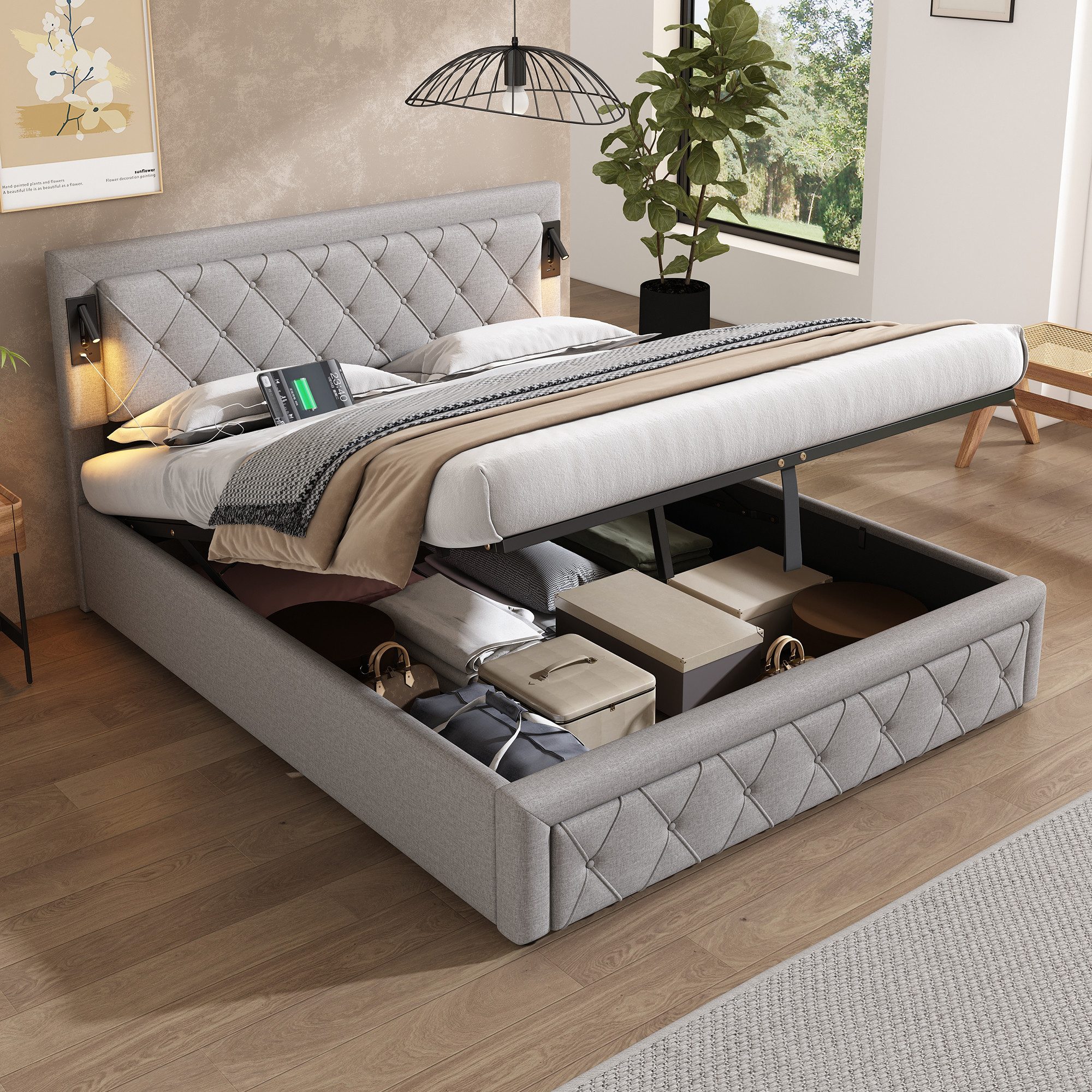 STILVORA Polsterbett 160×200 Polsterbtt Stauraumbett Doppelbett günstig online kaufen