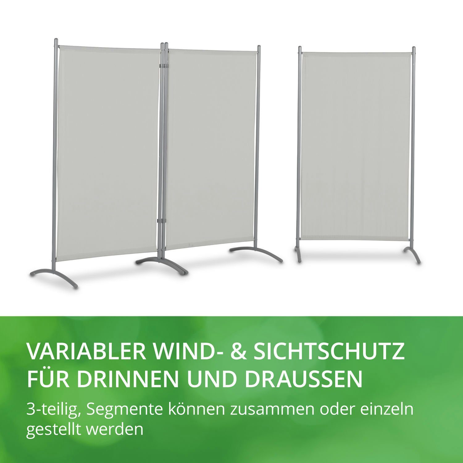Leco Stellwand (Sonnenschutz/ Windschutz) 3-teilig mit Stahlrohrgestell – Bild 3 von 5