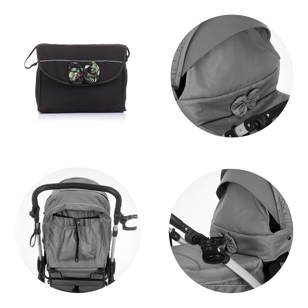 Kinderwagen Wickeltasche, bunt in Kombi-Kinderwagen 1, Chipolino 2 Camea Getränkehalter Moskitonetz,