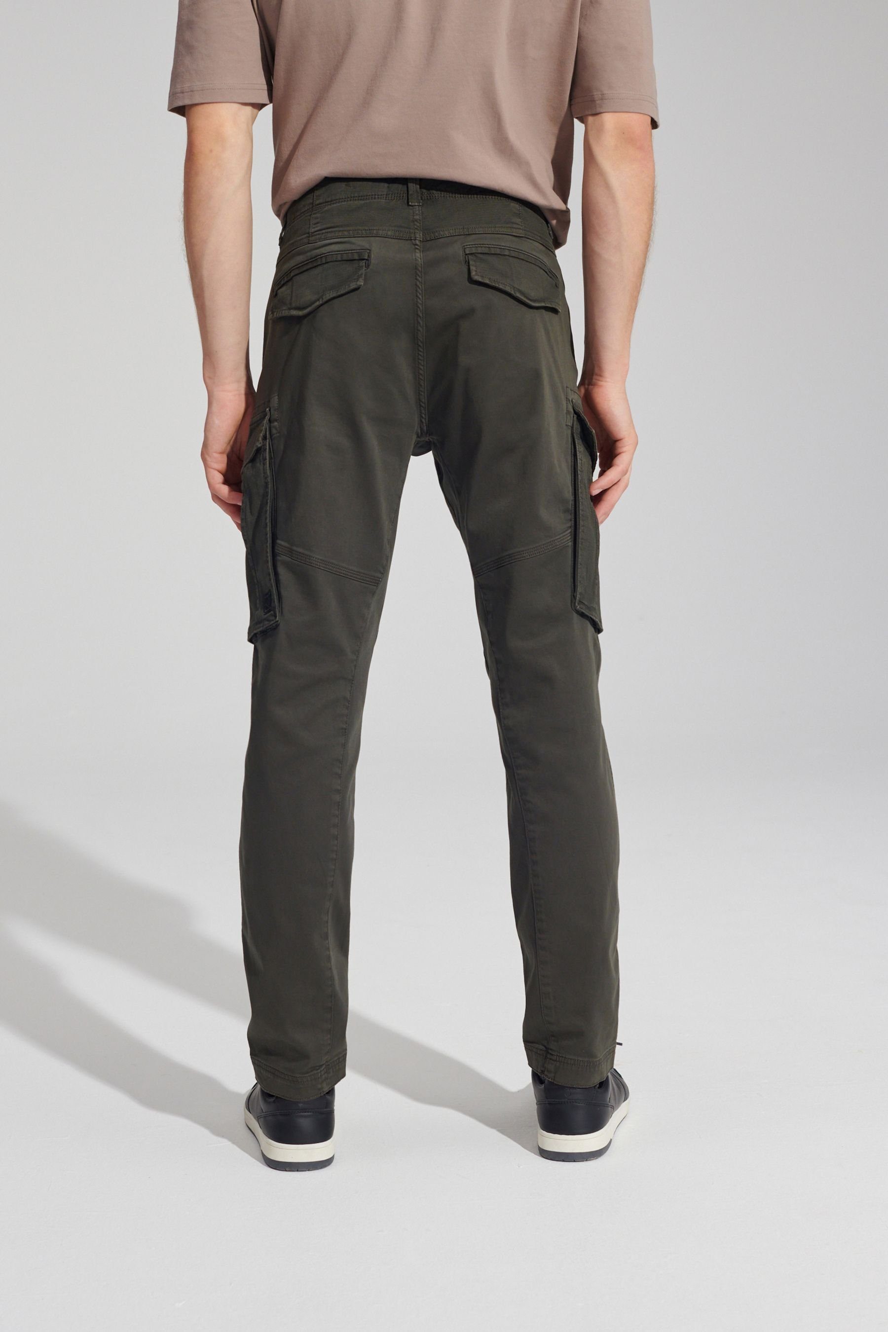 Green Tapered Regular Next (1-tlg) Stretch- Cargohose Cargohose Dark Khaki mit