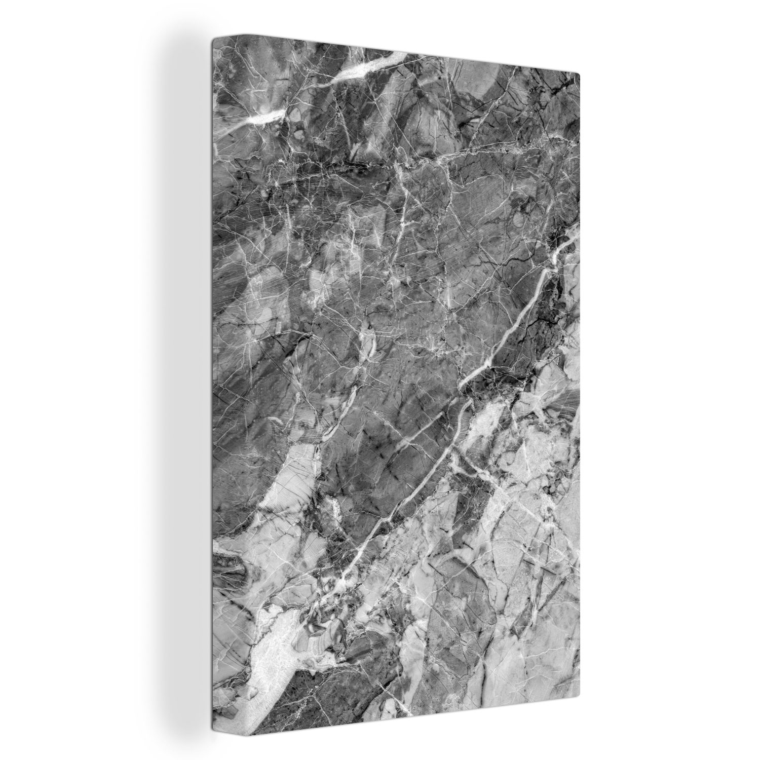 OneMillionCanvasses® Leinwandbild Stein - Schwarz - Granit - Grau, (1 St), Leinwandbild fertig bespannt inkl. Zackenaufhänger, Gemälde, 20x30 cm
