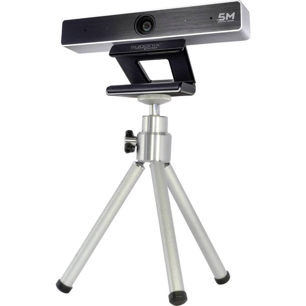 (Klemm-Halterung) mit Webcam Sygonix (2592 Connect x1944) Webcam 2K Stereomikrofon