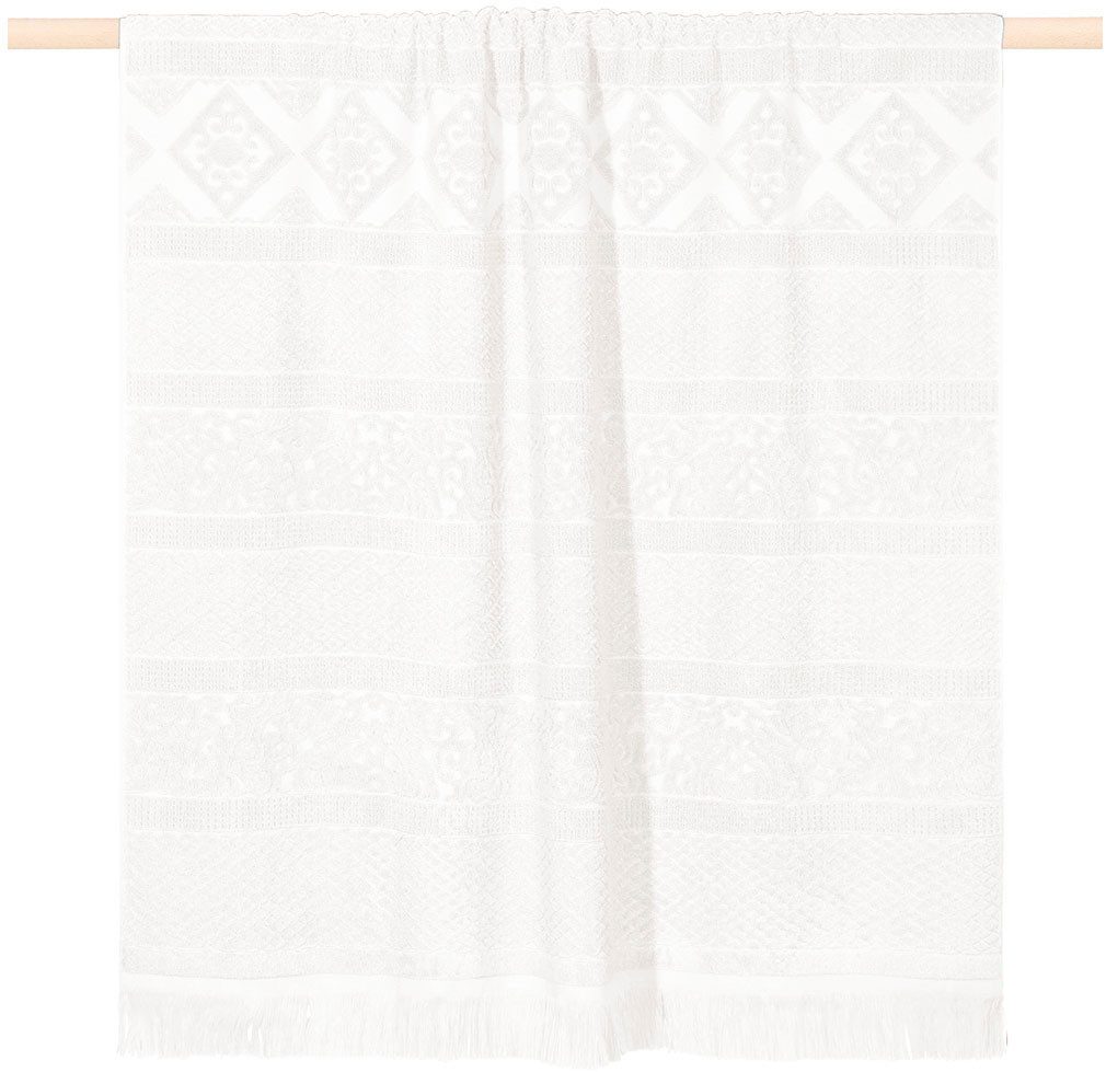 PAD Gästehandtuch HARLEM, 30x50 cm, Frottee (Set, 2-St), Made in Europe, Ton in Ton gestreift, mit Ornamenten, mit Fransen