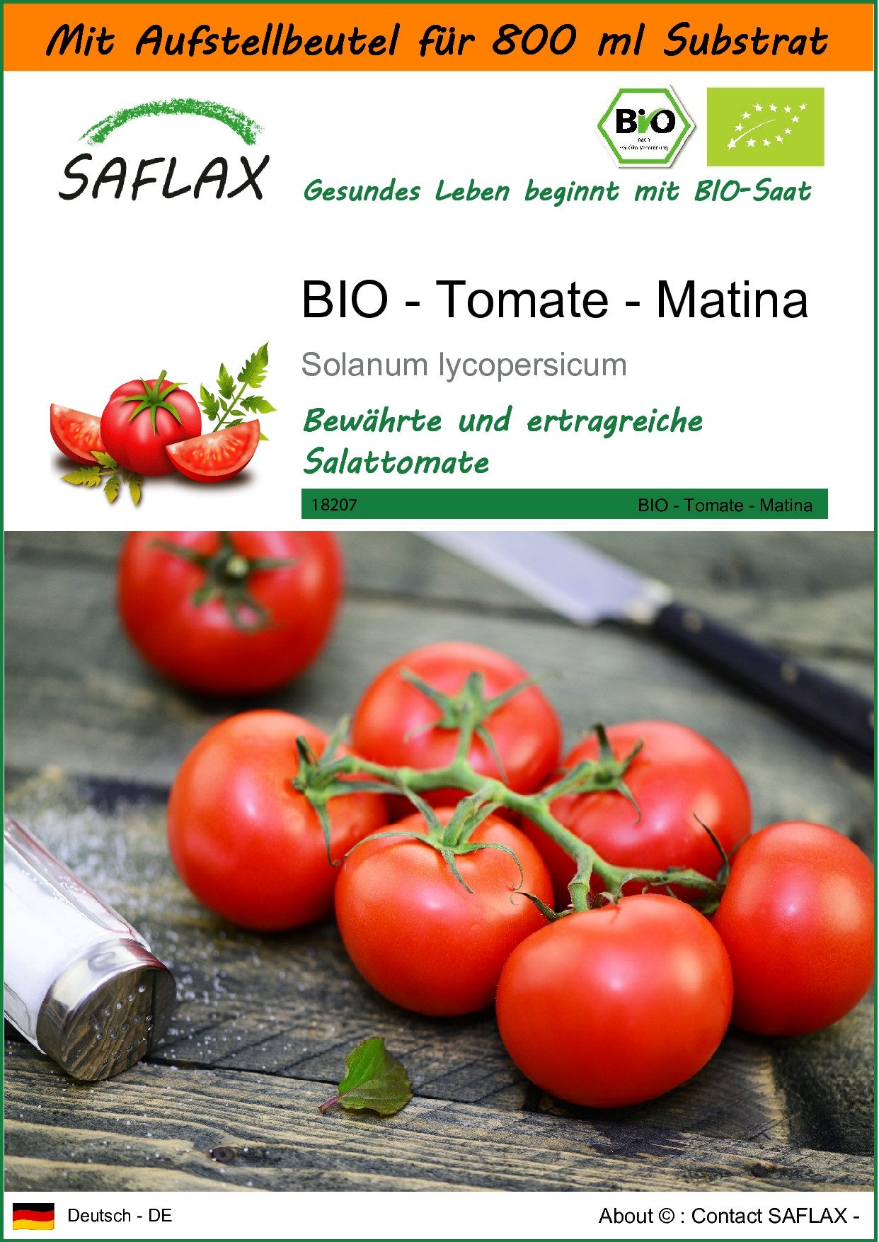 Gemüsesamen SAFLAX - Garden in the bag - BIO - Tomate - Matina