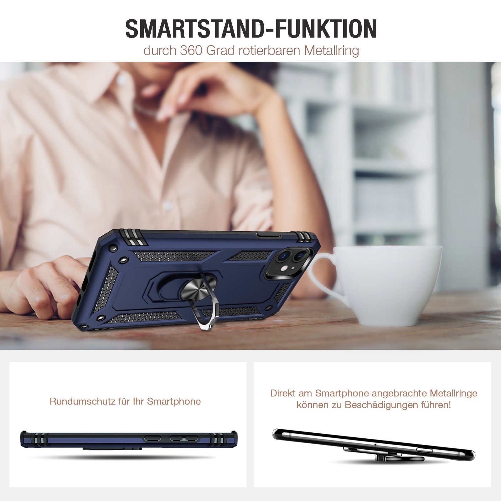 Tec-Expert Handyhülle Outdoor Cover Hülle für Apple iPhone 11 6.1 Zoll, 6.1, Premium Hülle aus verstärktem Polycarbonat