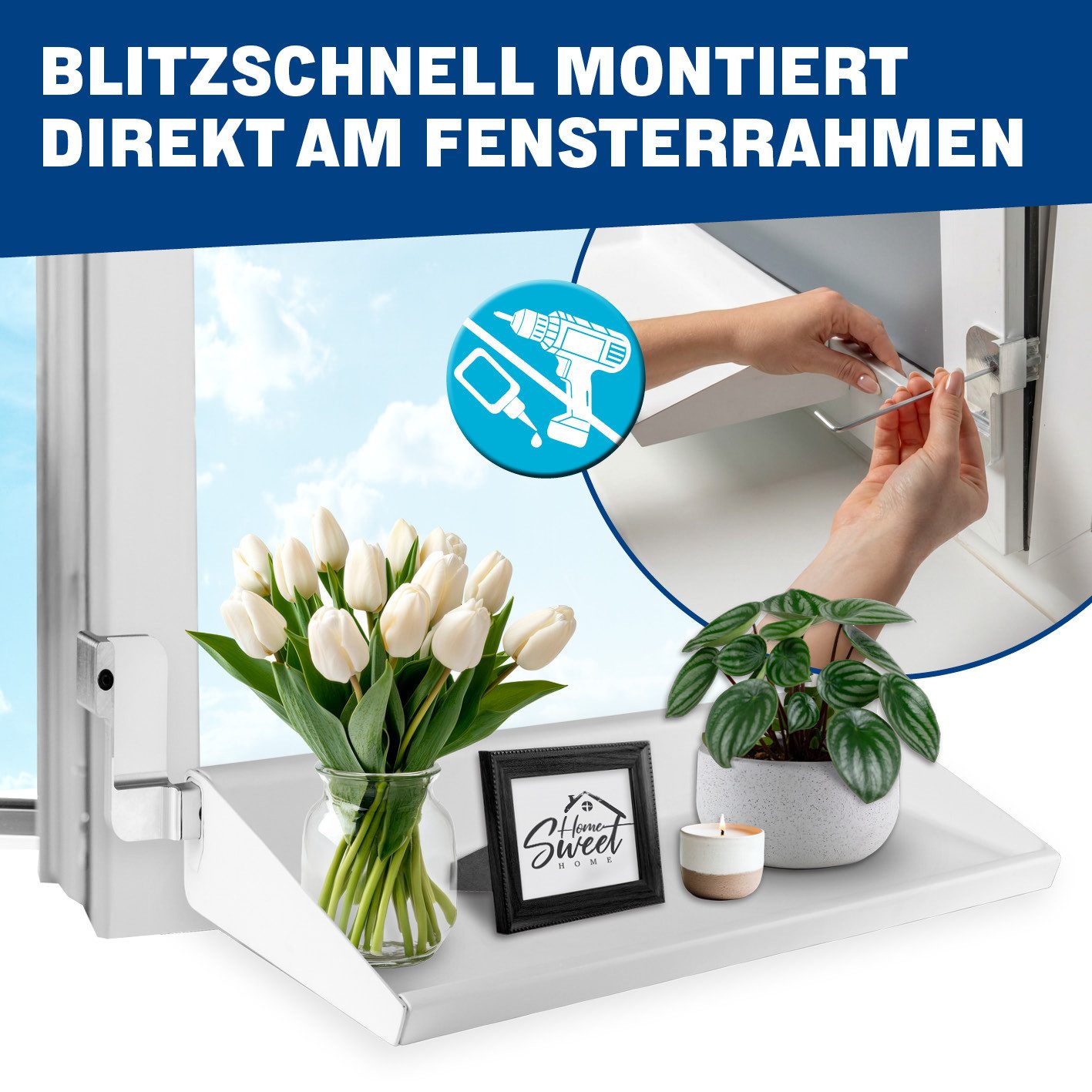 frischluft Fensterbrett Fensterbank frischluft Fensterbrett für fast alle Fenster, Lüften ohne Abräumen, Ohne Bohren & Kleben, Fensterbreite 65–107 cm