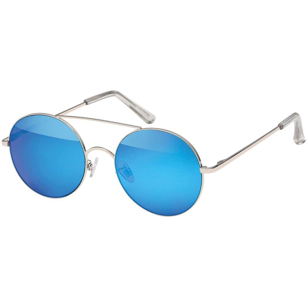 Pilotenbrille Silber Linsen BEZLIT Metall Eyewear mit (1-St) Sonnenbrille schwarzen Desginer Blau Damen Herren