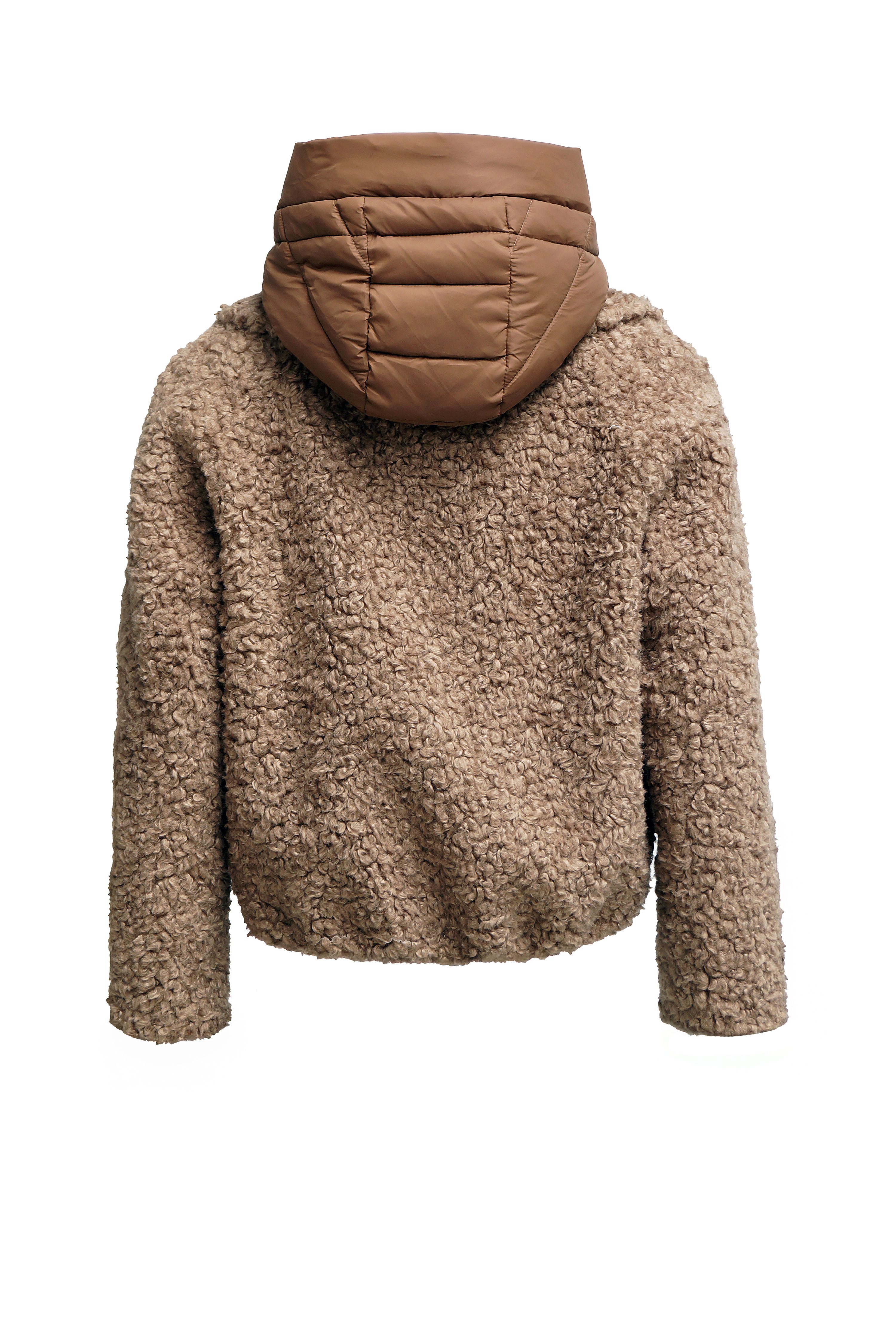 FUNK since 1776 Fellimitatjacke in hochwertiger Lammoptik mit abnehmbarer Steppkapuze 2-in-1 Design