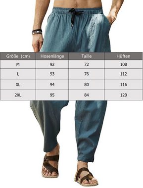 FIDDY Loungepants Herren-Freizeithose–Leinen-Fußhose–Sommer-Freizeithose-Jogginghose