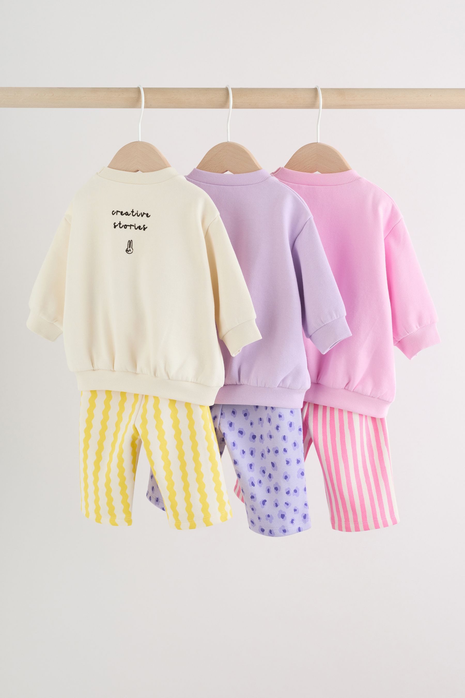 Next Langarmshirt & Leggings Baby Sweatshirt und Jogginghose, 6-teiliges Set (6-tlg)