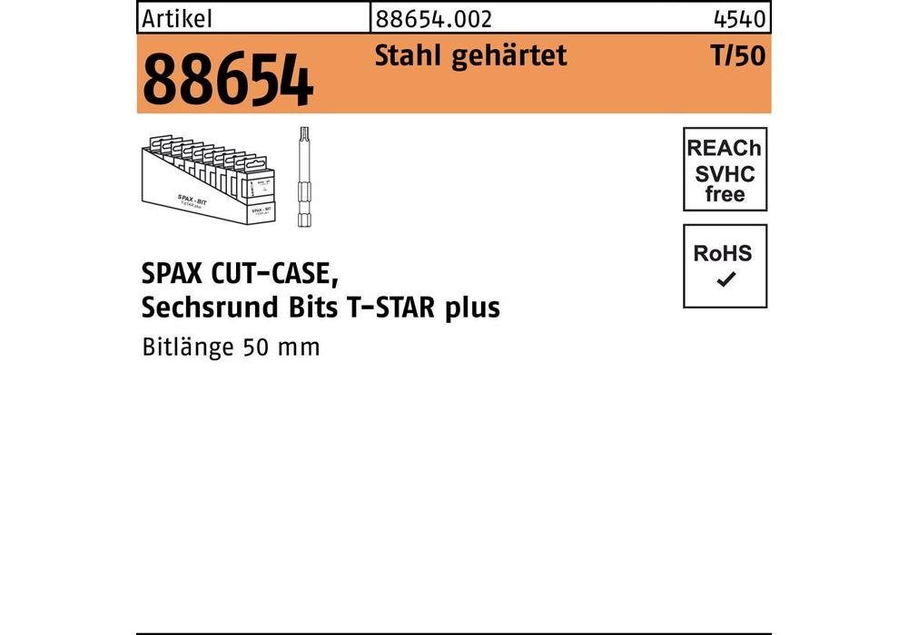 SPAX Bit-Set T-Star gehärtet R Plus SW Bit 1/4x50 15 Stahl T 88654