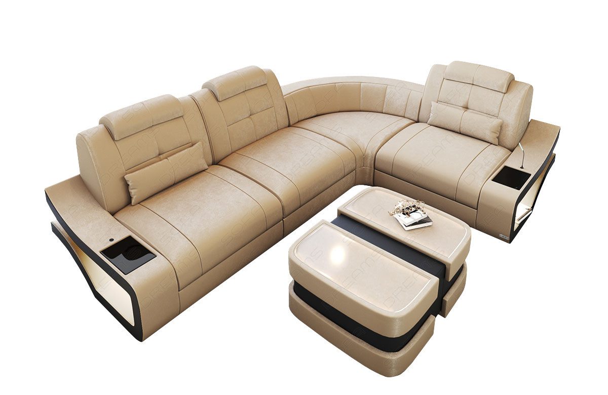 Sofa Dreams Ecksofa Polster Stoff Sofa Elena L Form SV Samtstoff Stoffsofa